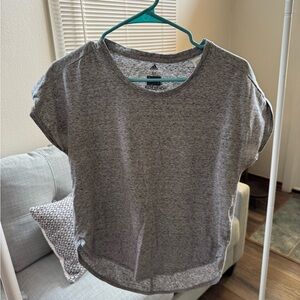 Adidas Gray Crop Boxy T-Shirt with Cuffed Cap Sleeves